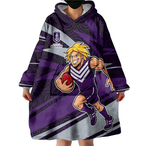Fremantle Dockers Australian Football Wearable Blanket Hoodie Athletic Hero Mascot With Indigenous Pattern Art