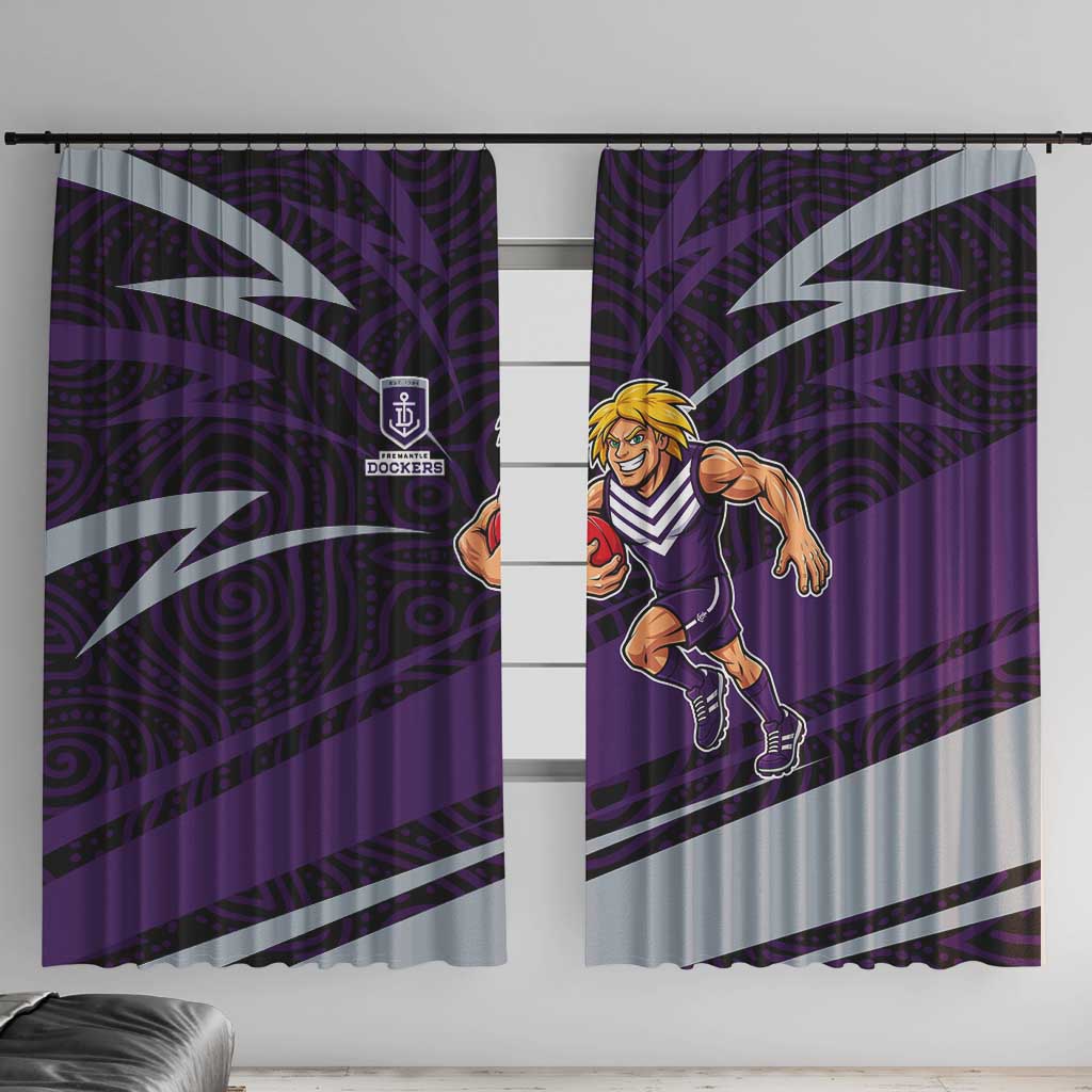 Fremantle Dockers Australian Football Window Curtain Athletic Hero Mascot With Indigenous Pattern Art