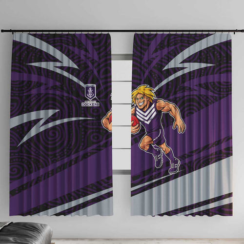 Fremantle Dockers Australian Football Window Curtain Athletic Hero Mascot With Indigenous Pattern Art