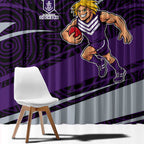 Fremantle Dockers Australian Football Window Curtain Athletic Hero Mascot With Indigenous Pattern Art