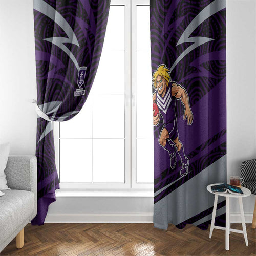 Fremantle Dockers Australian Football Window Curtain Athletic Hero Mascot With Indigenous Pattern Art