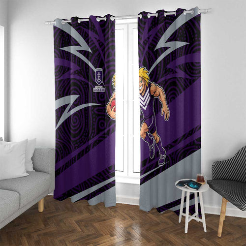 Fremantle Dockers Australian Football Window Curtain Athletic Hero Mascot With Indigenous Pattern Art