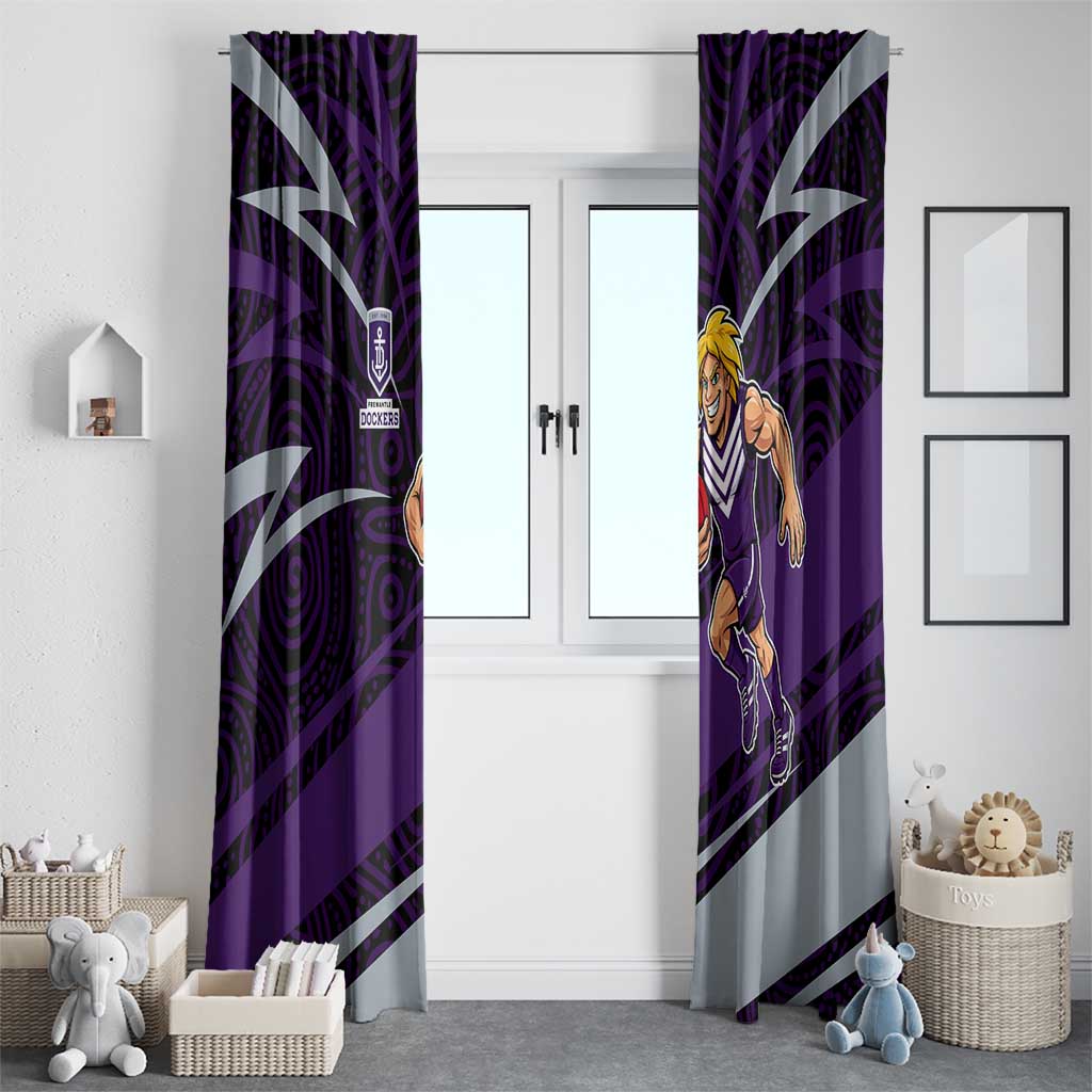Fremantle Dockers Australian Football Window Curtain Athletic Hero Mascot With Indigenous Pattern Art