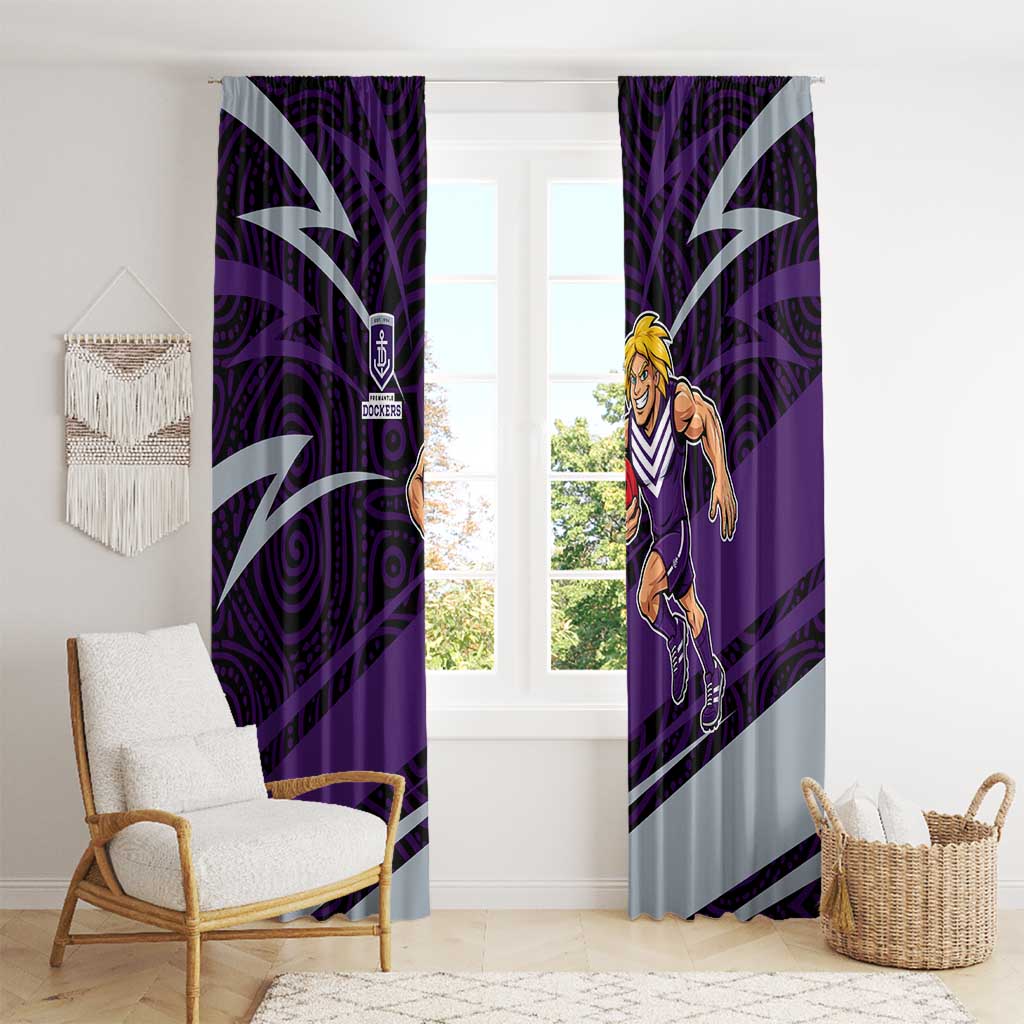 Fremantle Dockers Australian Football Window Curtain Athletic Hero Mascot With Indigenous Pattern Art