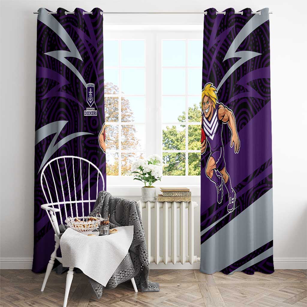 Fremantle Dockers Australian Football Window Curtain Athletic Hero Mascot With Indigenous Pattern Art