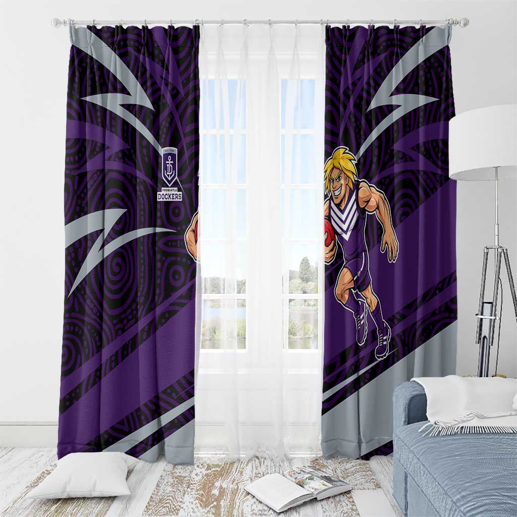 Fremantle Dockers Australian Football Window Curtain Athletic Hero Mascot With Indigenous Pattern Art