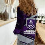 Fremantle Dockers Australian Football Women Casual Shirt Athletic Hero Mascot With Indigenous Pattern Art