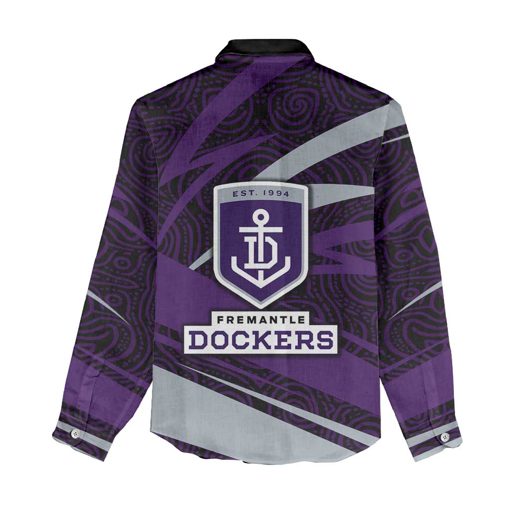 Fremantle Dockers Australian Football Women Casual Shirt Athletic Hero Mascot With Indigenous Pattern Art