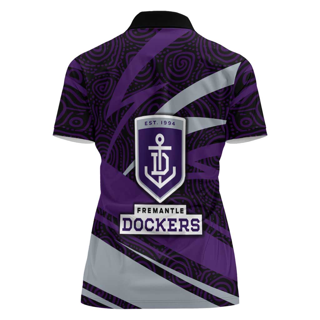 Fremantle Dockers Australian Football Women Polo Shirt Athletic Hero Mascot With Indigenous Pattern Art