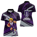 Fremantle Dockers Australian Football Women Polo Shirt Athletic Hero Mascot With Indigenous Pattern Art