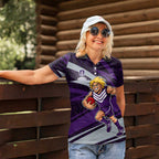 Fremantle Dockers Australian Football Women Polo Shirt Athletic Hero Mascot With Indigenous Pattern Art