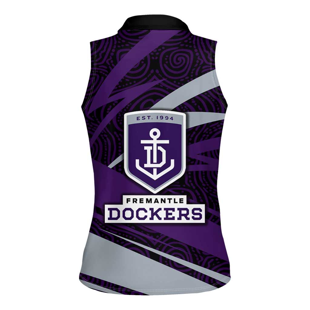Fremantle Dockers Australian Football Women Sleeveless Polo Shirt Athletic Hero Mascot With Indigenous Pattern Art