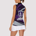 Fremantle Dockers Australian Football Women Sleeveless Polo Shirt Athletic Hero Mascot With Indigenous Pattern Art