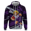 Fremantle Dockers Australian Football Zip Hoodie Athletic Hero Mascot With Indigenous Pattern Art