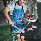 Geelong Cats Australian Football Apron Fierce Cat Mascot With Indigenous Pattern Art