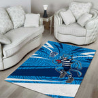 Geelong Cats Australian Football Area Rug Fierce Cat Mascot With Indigenous Pattern Art