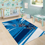 Geelong Cats Australian Football Area Rug Fierce Cat Mascot With Indigenous Pattern Art