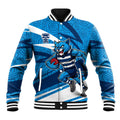 Geelong Cats Australian Football Baseball Jacket Fierce Cat Mascot With Indigenous Pattern Art
