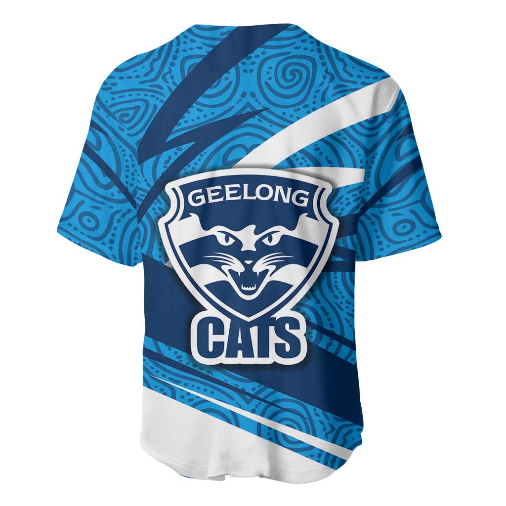 Geelong Cats Australian Football Baseball Jersey Fierce Cat Mascot With Indigenous Pattern Art