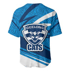 Geelong Cats Australian Football Baseball Jersey Fierce Cat Mascot With Indigenous Pattern Art