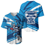 Geelong Cats Australian Football Baseball Jersey Fierce Cat Mascot With Indigenous Pattern Art