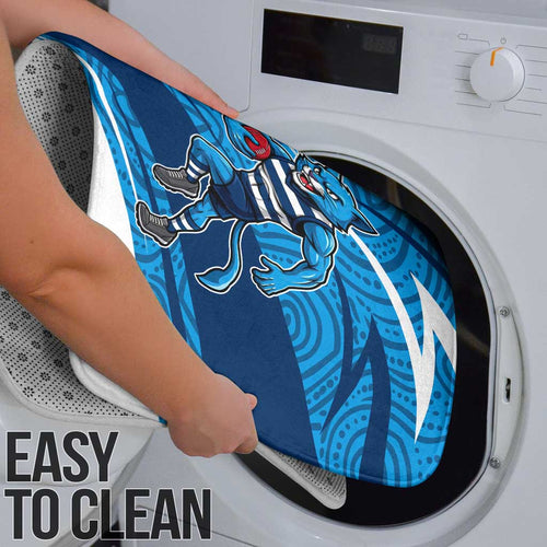 Geelong Cats Australian Football Bathroom Set Fierce Cat Mascot With Indigenous Pattern Art