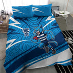 Geelong Cats Australian Football Bedding Set Fierce Cat Mascot With Indigenous Pattern Art