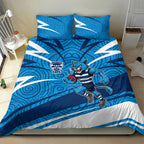 Geelong Cats Australian Football Bedding Set Fierce Cat Mascot With Indigenous Pattern Art