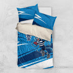 Geelong Cats Australian Football Bedding Set Fierce Cat Mascot With Indigenous Pattern Art