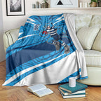 Geelong Cats Australian Football Blanket Fierce Cat Mascot With Indigenous Pattern Art