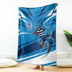 Geelong Cats Australian Football Blanket Fierce Cat Mascot With Indigenous Pattern Art