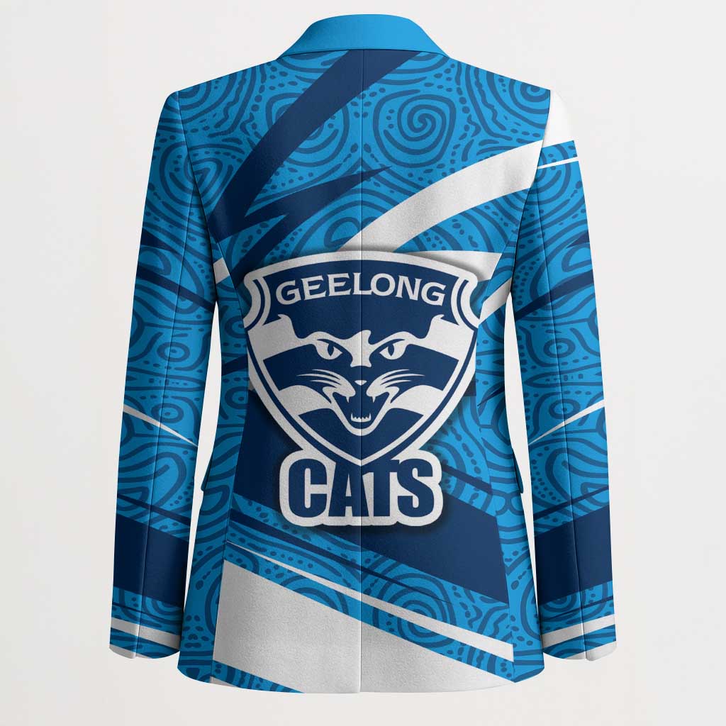 Geelong Cats Australian Football Blazer Fierce Cat Mascot With Indigenous Pattern Art