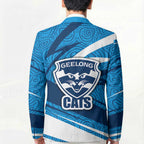 Geelong Cats Australian Football Blazer Fierce Cat Mascot With Indigenous Pattern Art
