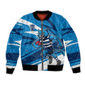 Geelong Cats Australian Football Bomber Jacket Fierce Cat Mascot With Indigenous Pattern Art