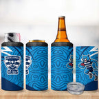 Geelong Cats Australian Football 4 in 1 Can Cooler Tumbler Fierce Cat Mascot With Indigenous Pattern Art