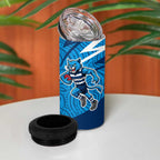 Geelong Cats Australian Football 4 in 1 Can Cooler Tumbler Fierce Cat Mascot With Indigenous Pattern Art