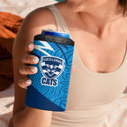 Geelong Cats Australian Football 4 in 1 Can Cooler Tumbler Fierce Cat Mascot With Indigenous Pattern Art