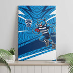 Geelong Cats Australian Football Canvas Wall Art Fierce Cat Mascot With Indigenous Pattern Art
