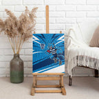 Geelong Cats Australian Football Canvas Wall Art Fierce Cat Mascot With Indigenous Pattern Art
