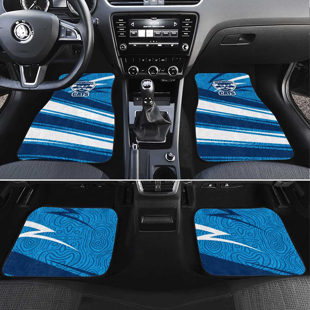 Geelong Cats Australian Football Car Mats Fierce Cat Mascot With Indigenous Pattern Art