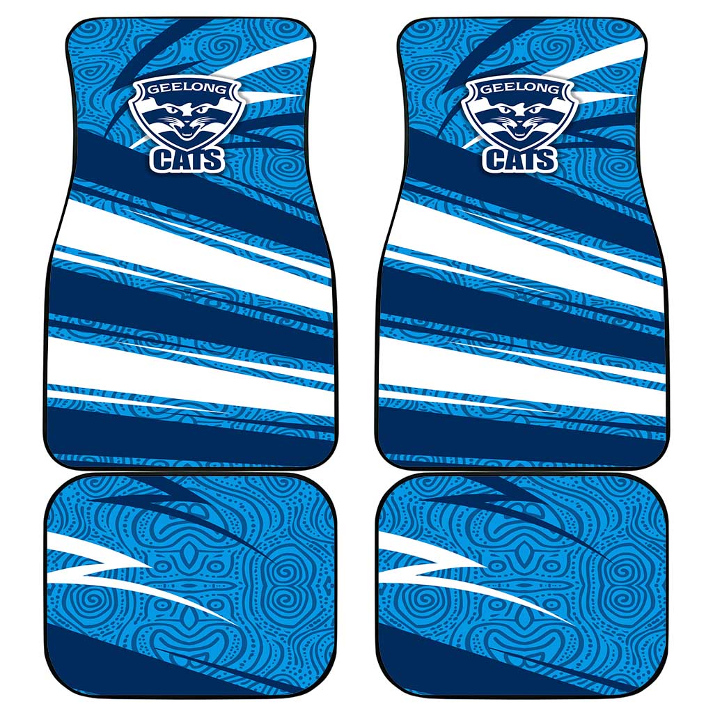 Geelong Cats Australian Football Car Mats Fierce Cat Mascot With Indigenous Pattern Art