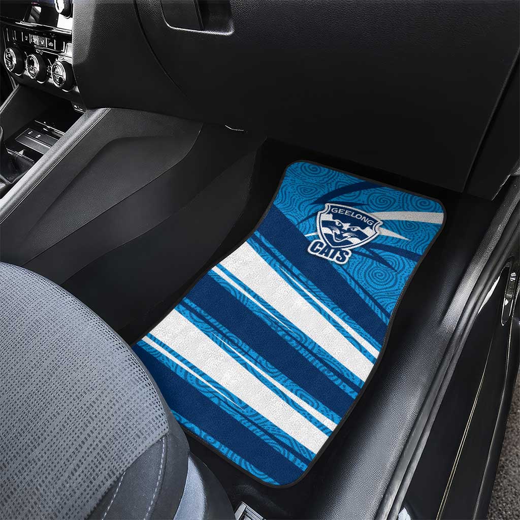 Geelong Cats Australian Football Car Mats Fierce Cat Mascot With Indigenous Pattern Art