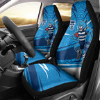 Geelong Cats Australian Football Car Seat Cover Fierce Cat Mascot With Indigenous Pattern Art
