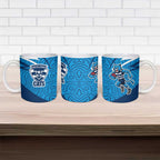 Geelong Cats Australian Football Ceramic Mug Fierce Cat Mascot With Indigenous Pattern Art