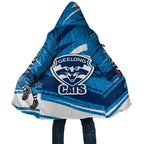 Geelong Cats Australian Football Cloak Fierce Cat Mascot With Indigenous Pattern Art
