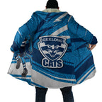Geelong Cats Australian Football Cloak Fierce Cat Mascot With Indigenous Pattern Art