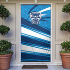 Geelong Cats Australian Football Door Cover Fierce Cat Mascot With Indigenous Pattern Art