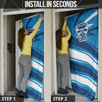 Geelong Cats Australian Football Door Cover Fierce Cat Mascot With Indigenous Pattern Art
