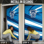Geelong Cats Australian Football Door Cover Fierce Cat Mascot With Indigenous Pattern Art