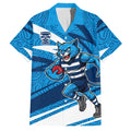 Geelong Cats Australian Football Family Matching Puletasi and Hawaiian Shirt Fierce Cat Mascot With Indigenous Pattern Art